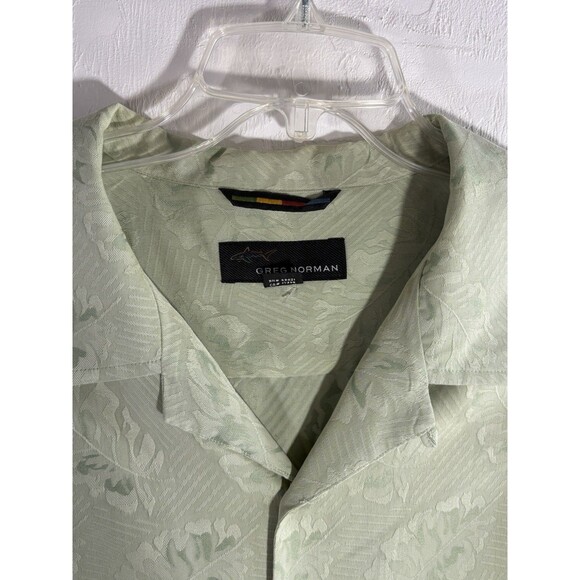 Greg Norman Pale Green Hawaiian Leaf Print XL Men’s Shirt Button Up Camp Casual - Picture 5 of 9